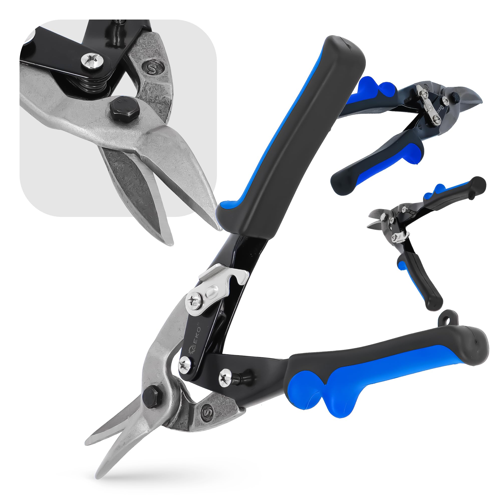 3x Cesoie Lamiera Lattoniere Metallo 10'' Taglio Sinistra Destra Dritto Cesoie Pieghevoli per Impieghi Gravosi Impugnatura Ergonomica Forbici Universali Set Forbici