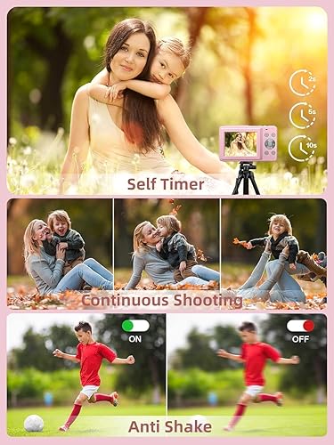 Miniatura 6 de Cámara digital, FHD 1080P apuntar y disparar para niños, con tarjeta de 32 GB, sello de fecha antivibraciones con zoom 16X, compacto, portátil,