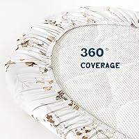 Vista 140 de Juego de 2 sábanas elásticas ultra suaves para moisés, ajuste universal para moisés, cesta de moisés, colchón rectangular ovalado, seguro y cómodo