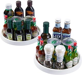 Sponsored Ad - KSLE 2PCS Plastic Pantry Lazy Susan Turntable 10inch Non-Skid Kitchen Cabinet Organizers 360 Degree Rotatin...