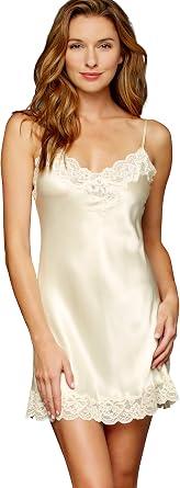 Julianna Rae Womens Silk Chemise, Embroidered Lace, Flattering Fit, Le Tresor, Sleepwear, Lingerie, Beautiful Gift Packaging
