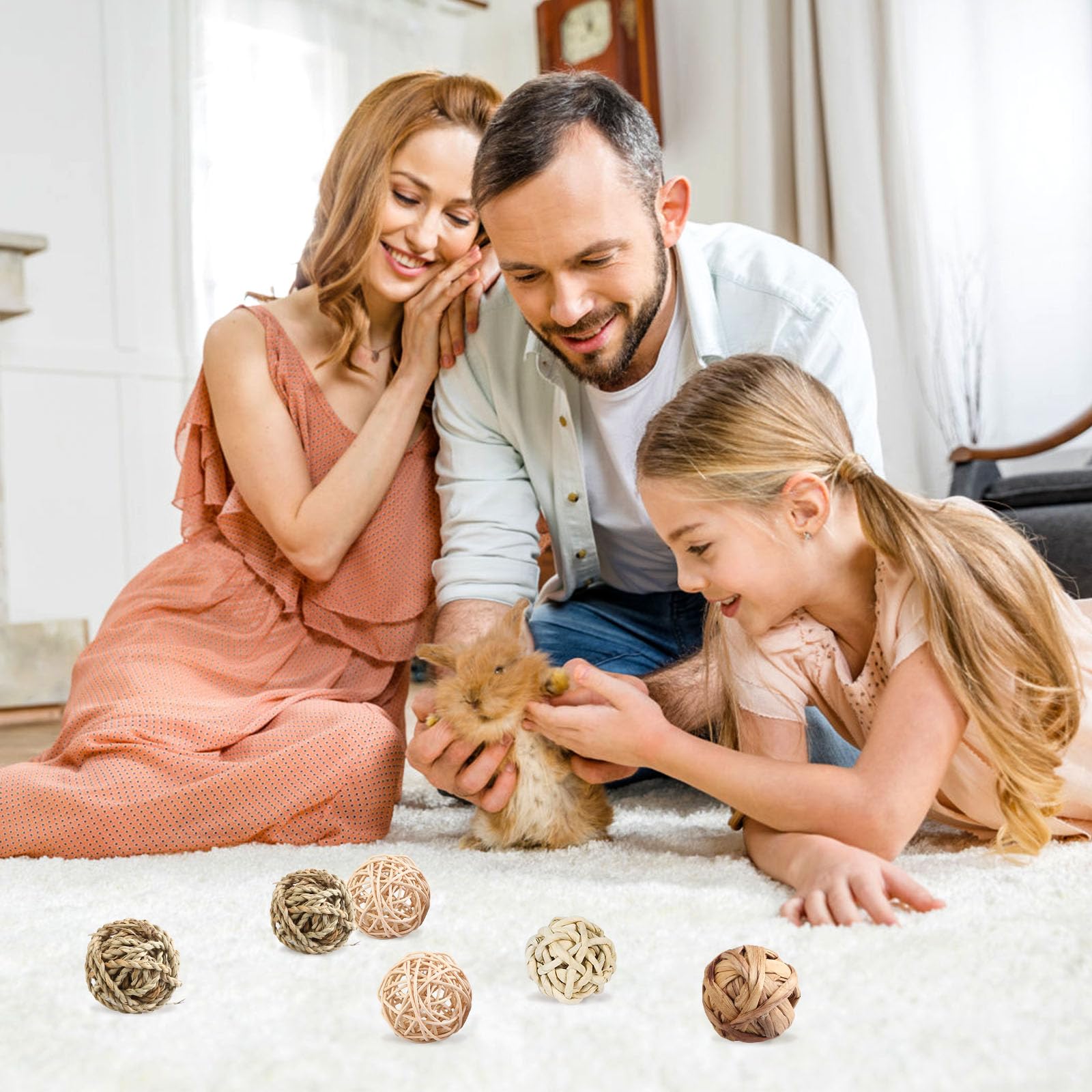 15 Piezas Masticar Juguetes Para Animales Pequeños, Bolas De Hierba Masticar Juguetes Masticar Pelotas Masticar Juguete Juguete Conejo Pelotas De Juego Para Conejos Hamsters Chinchillas Cerdos Gerbo