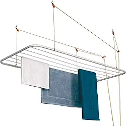 Varal de Teto em Aço, Cor Branca, Maxeb.