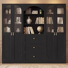 Cyclysio 80" Tall Bookcase System with 3 Drawers & 4 Tempered Glass Doors