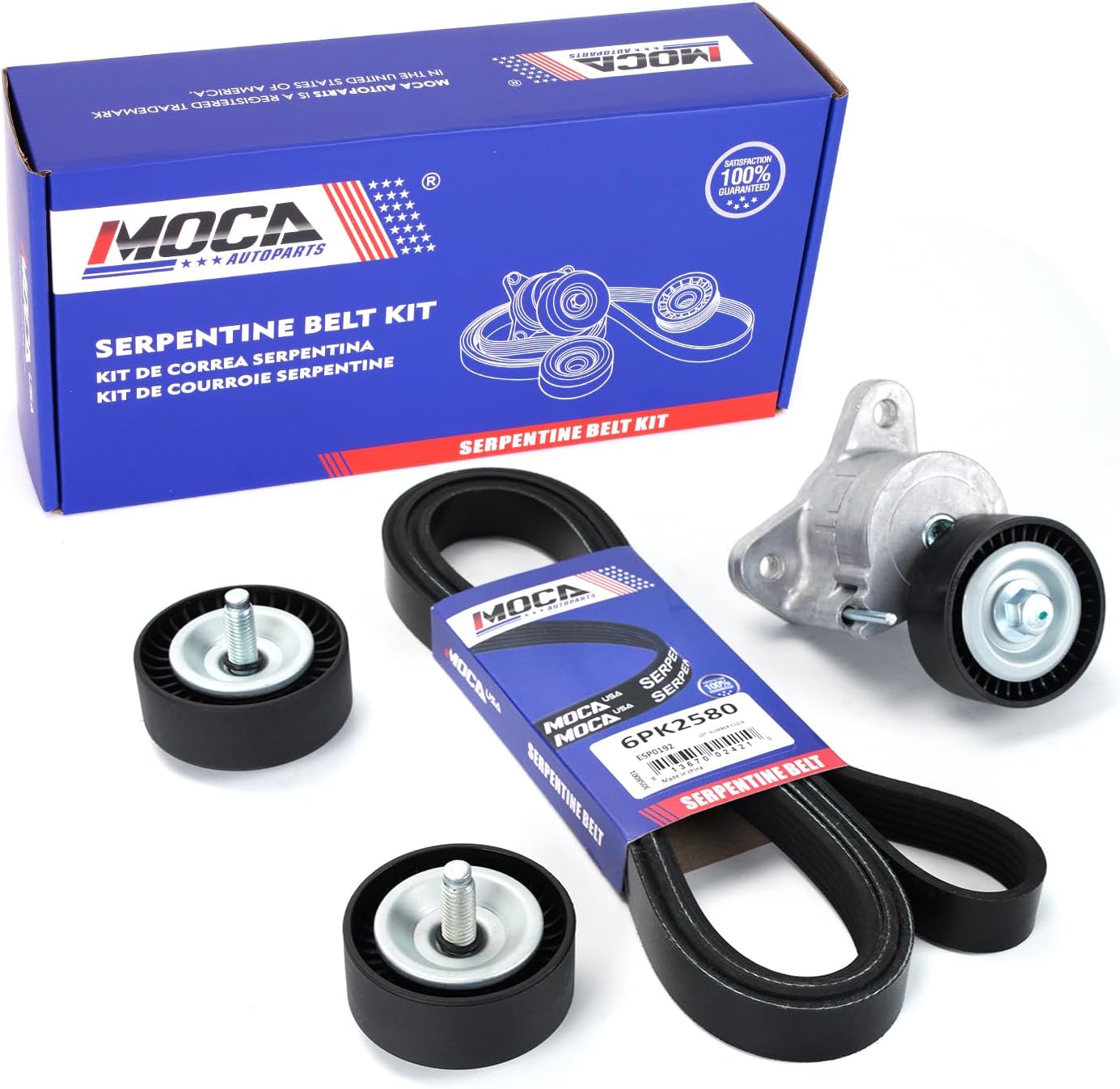 MOCA Serpentine Belt Component Kit Fit 08-17 for Jeep Compass, 08-16 Patriot, 11-14 for Chrysler 200, 07-10 Sebring 2.4L, 09-17 for Dodge Journey, 08-14 Avenger 2.4L