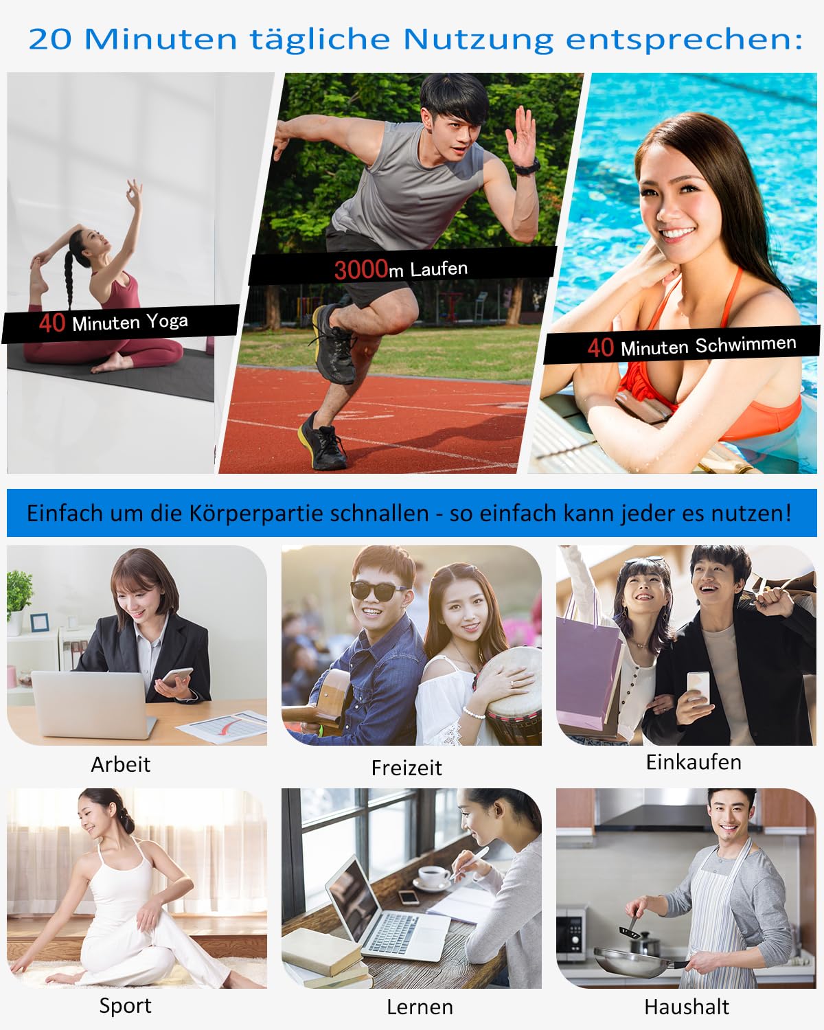 EMS-Muskelstimulator – waschbare Bauchmuskeltrainer für Frauen und Männer, 8 Modi, 30 Intensitätsstufen, wiederaufladbares und tragbares Fitnessgerät (ohne Austausch von 14 Silikonpads erforderlich)