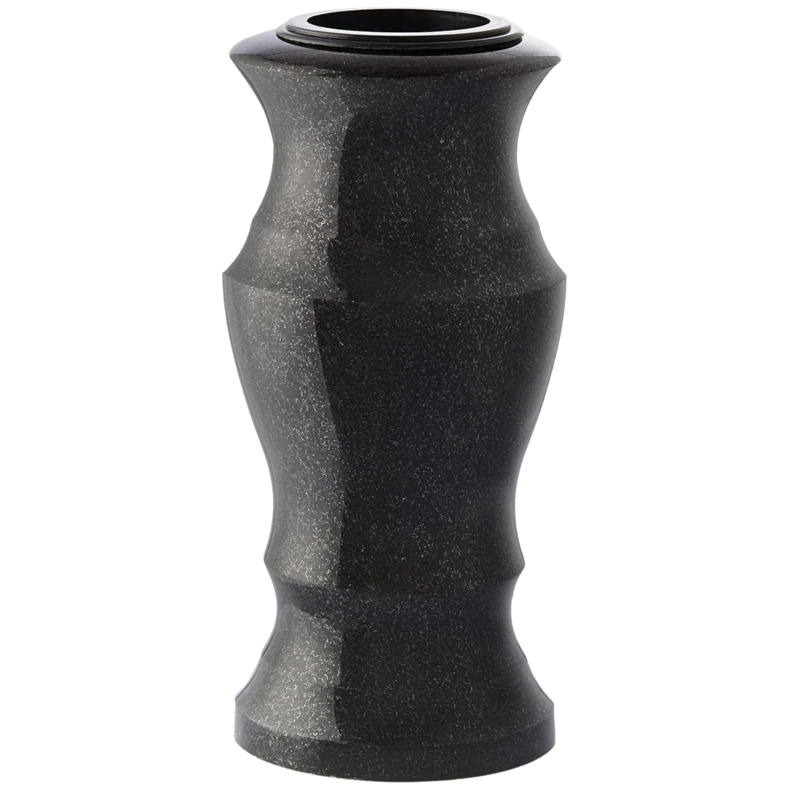 Novecrafto Black Granite Flower Vase Grave Cemetery - Stunning Monument Graveside Decor - Tall And Heavy – Versatile Use For Graveside, Home & Garden –