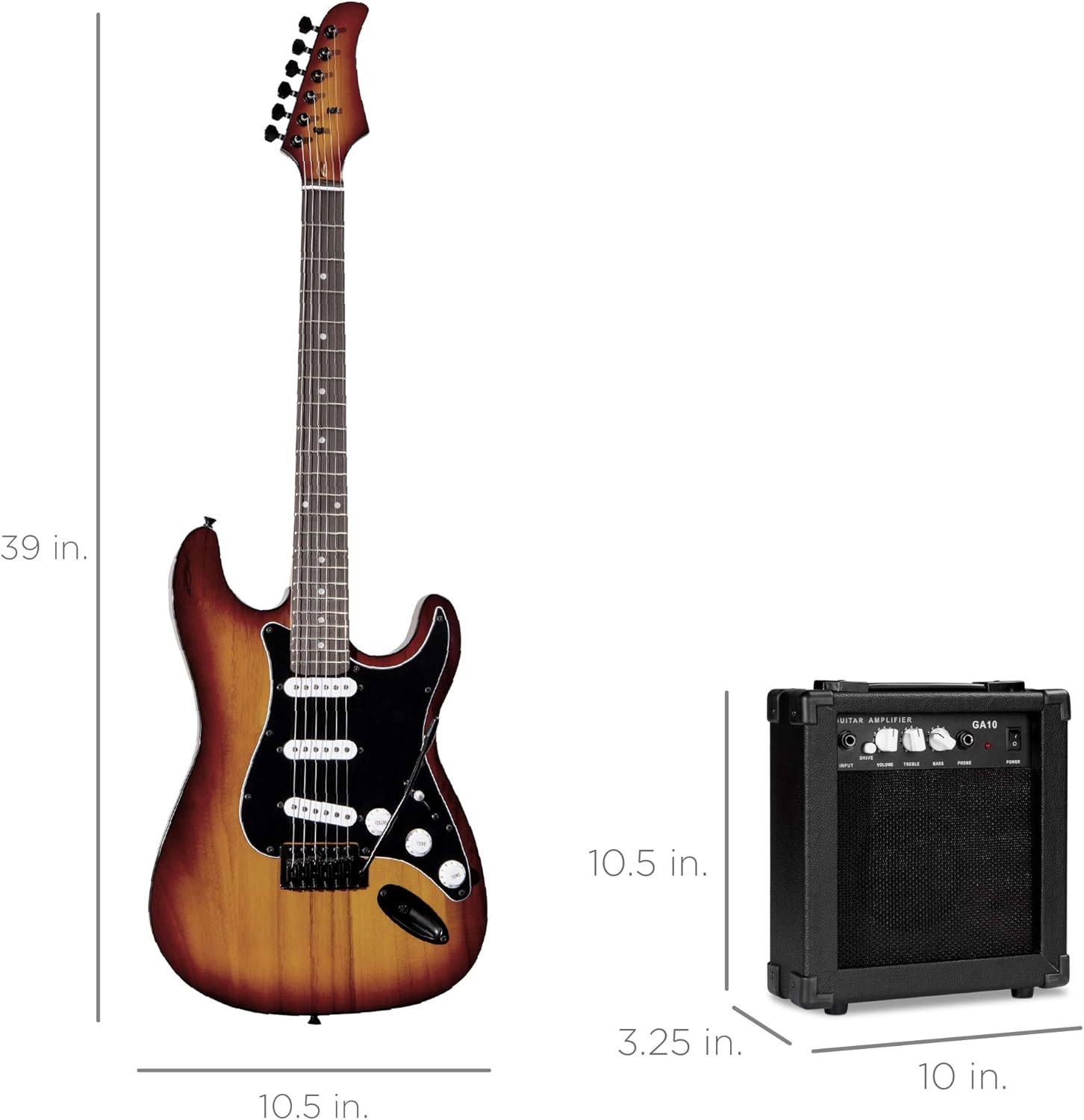 Best Choice Products 39in Full Size Beginner Electric Guitar Starter Kit w/Case, Strap, 10W Amp, Strings, Pick, Tremolo Bar - Bourbon