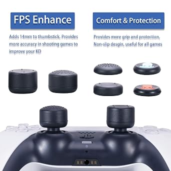 9CDeer 1 Piece of Silicone Transfer Print Protective Cover Skin + 10 Thumb Grips for PS5 Controller Paint red