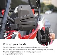 Vista 9 de UTV Side Mirrors,You No Longer Need to Adjust by Hand,Innovative Automatic Reset Function,for 1.5"-2.0" Roll Cage,Compatible with Polaris RZR,Can Am