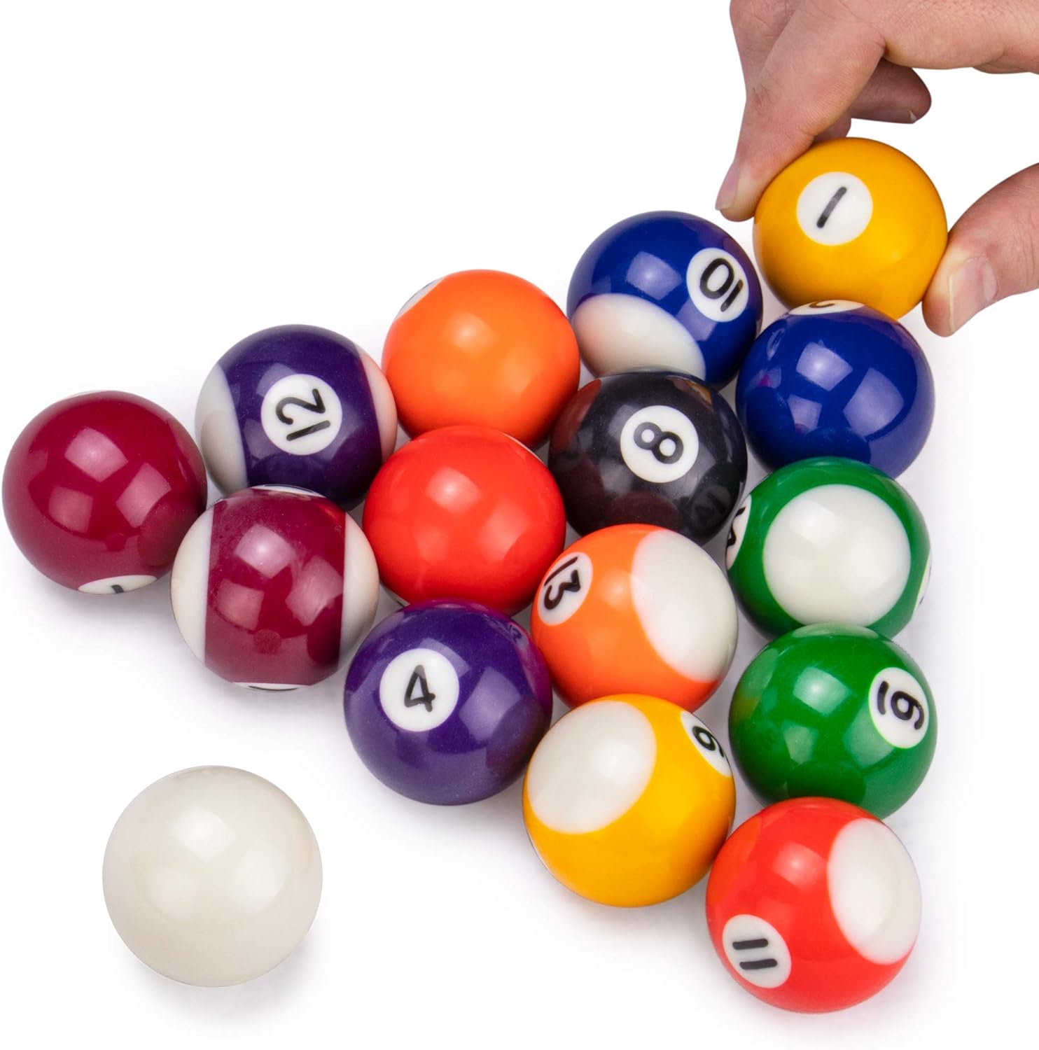 Mini Pool Balls | 1.5" Balls Fit Tabletop & Freestanding Miniature Billiards Tables | Real Resin Balls Perform Like Full Size Balls