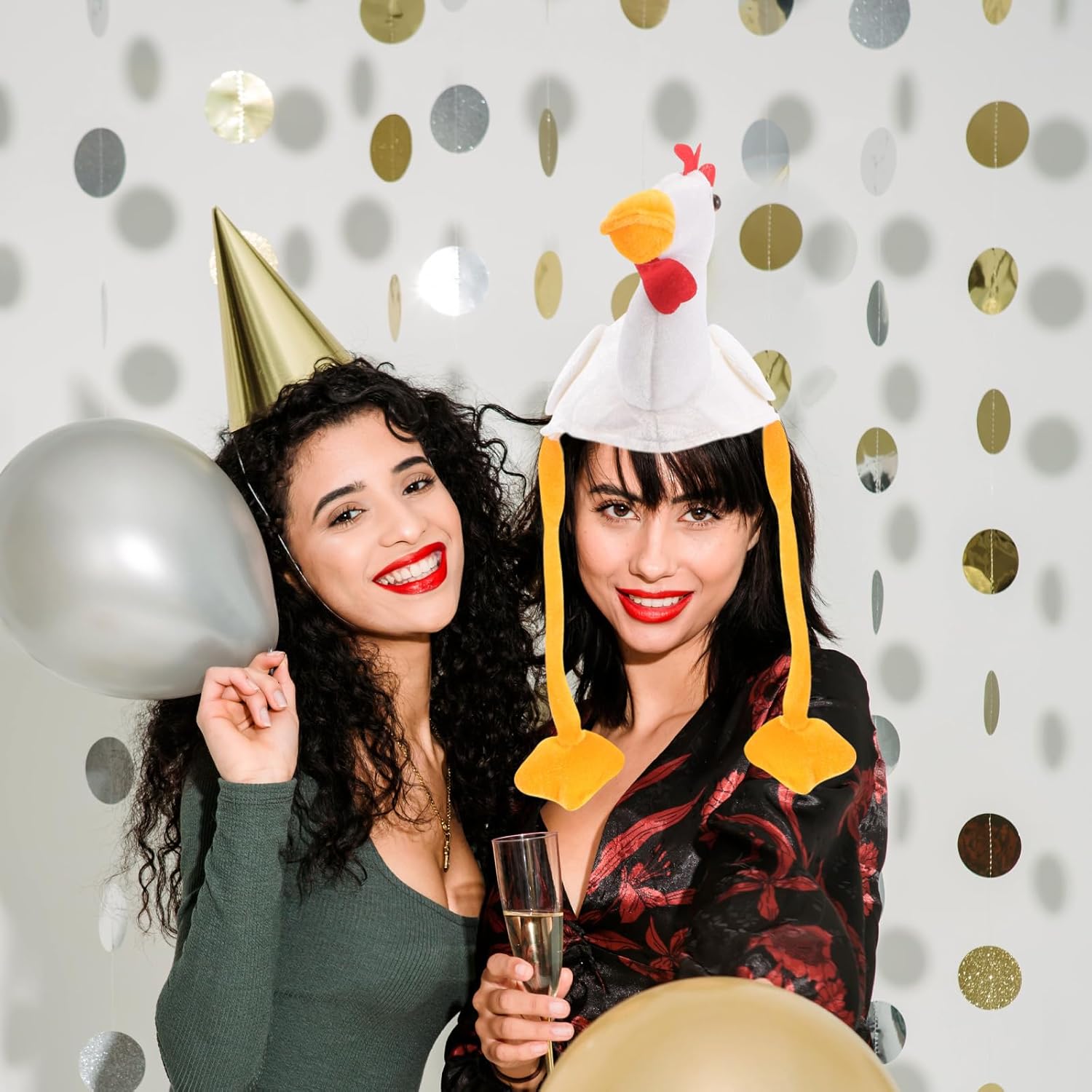 LOGOFUN Halloween White Chicken Hat Plush Animal Hat with Ears Moving Farm Chick Hat Photo Prop for Kids Boys Girls Funny Gift - Image 6