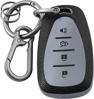 ELOHEI Key Fob Cover Case for Chevy 2017-2024 Camaro Malibu Equinox Cruze Traverse Trax Volt with Keychain Soft Leather