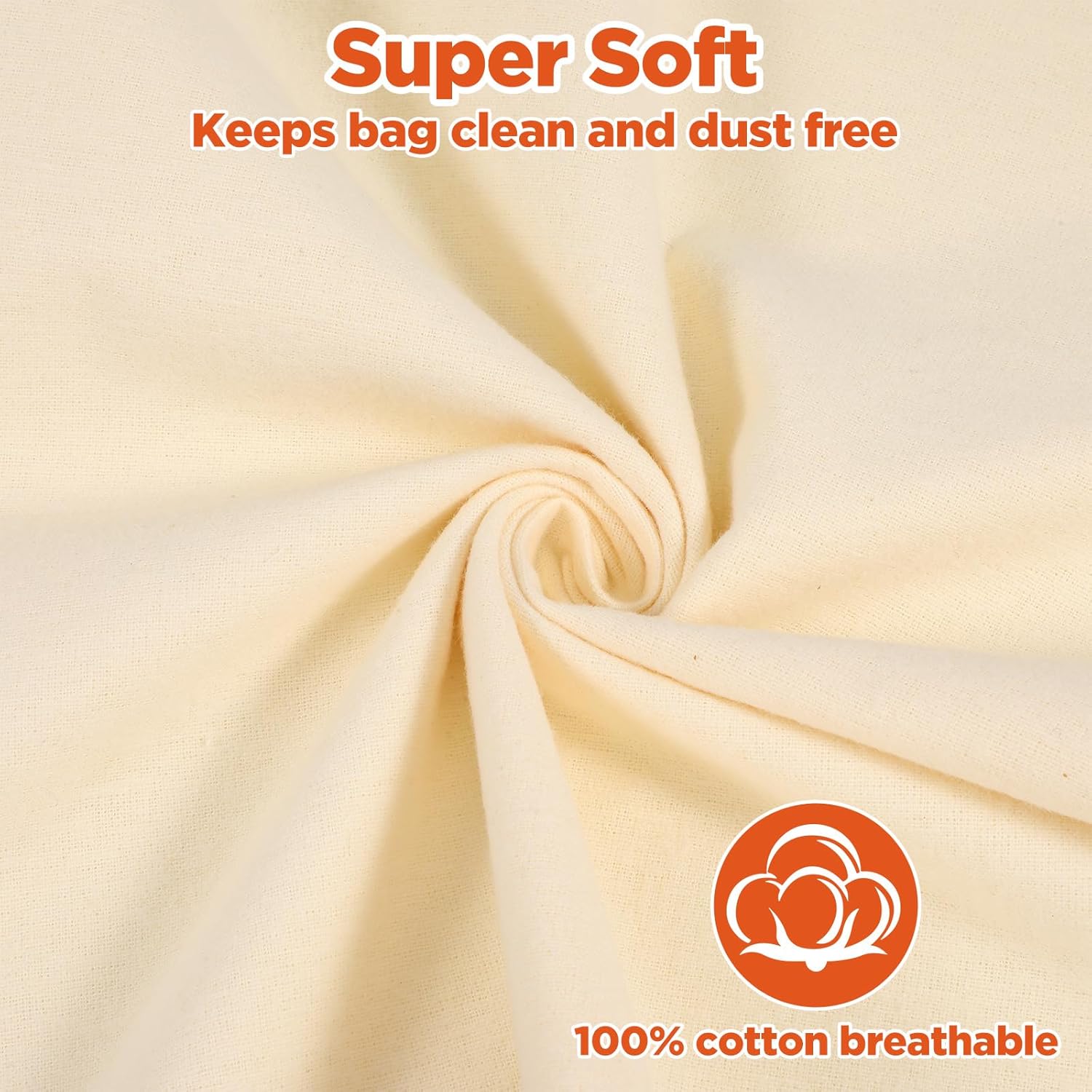 3 Pcs Large Shoe Bags for Travel, Drawstring Sneaker Travel Bags for Storage & Luggage, 15 x 19 Inch Flannel Shoes Dust Bag, Washable Dust Cover for Sneakers, Boots & Dress Shoes, Beige - Image 6