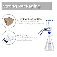 Vista 3 de Aparato de destilación de filtración al vacío de laboratorio, frasco de filtración de 16.9 fl oz, embudo graduado de 10.1 fl oz con 1 año de garantía