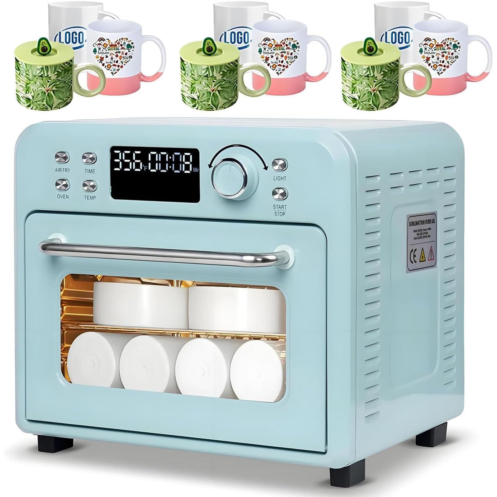 Sublimation Oven Machine 1400W - Digital Display, 360° Heating for Tumblers, Mugs, Cups, Water Bottles - 16L Capacity for Bulk Transfers