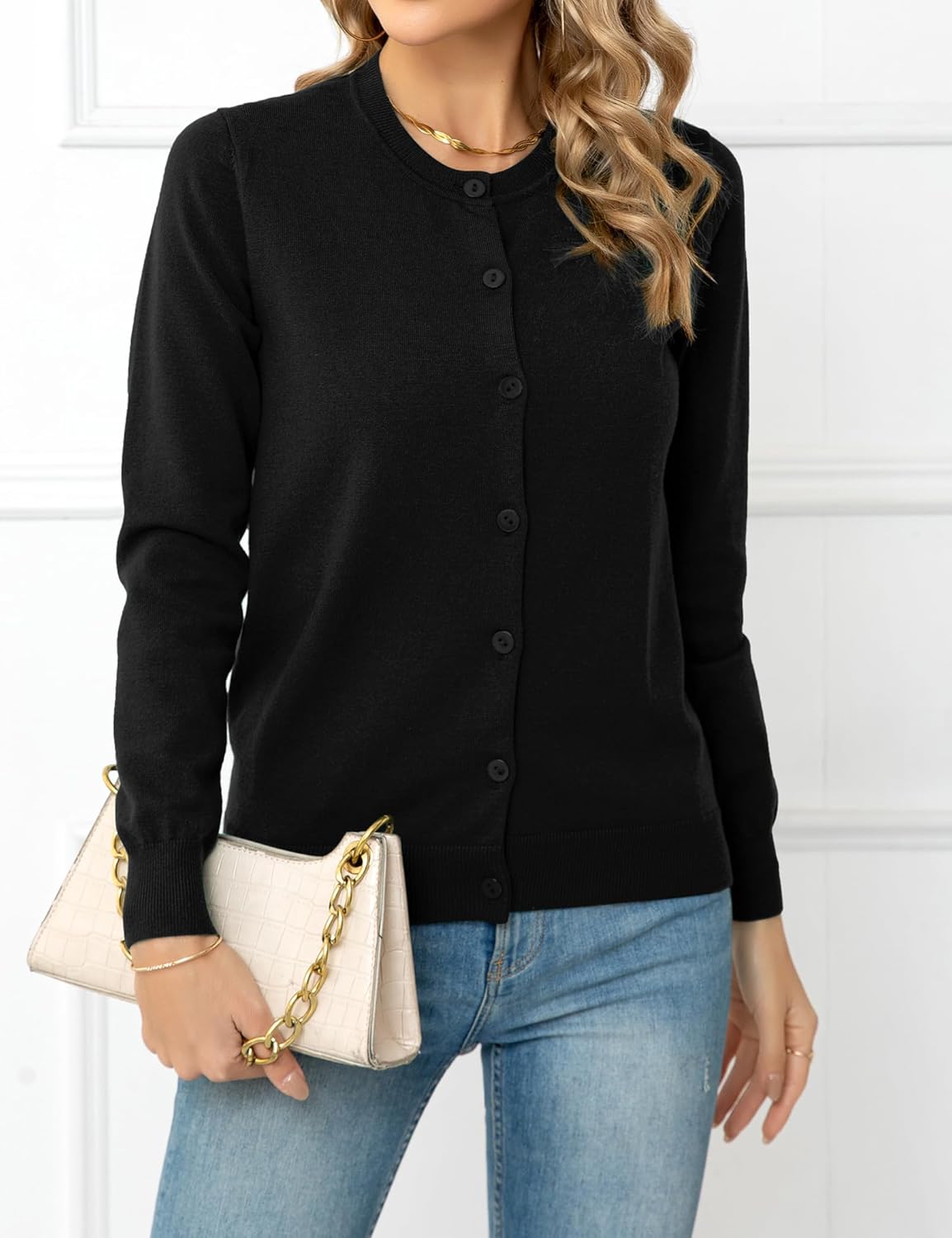 Women's Button Down Open Front Cardigan Sweaters Crew Neck Long Sleeve Outfits Fall Fashion 2025 Clothing - Image 4