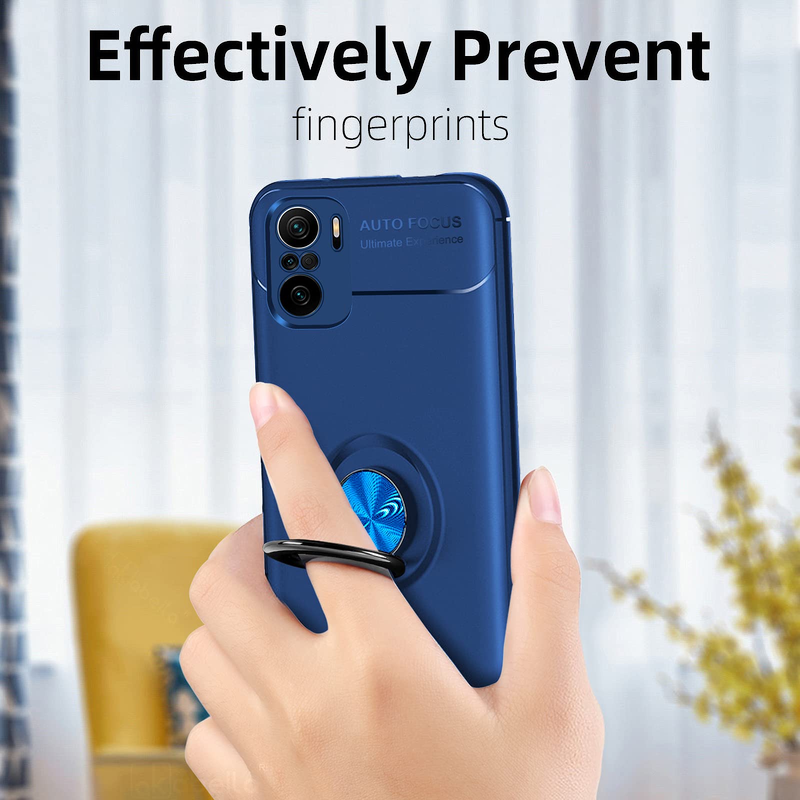 AKABEILA Cover per Xiaomi Redmi Note 10 4G Custodia per Xiaomi Redmi Note 10S & Vetro Temperato Pellicola Protettiva con 360 Gradi Anello Resistente Agli Urti Supporto Magnetico per Auto
