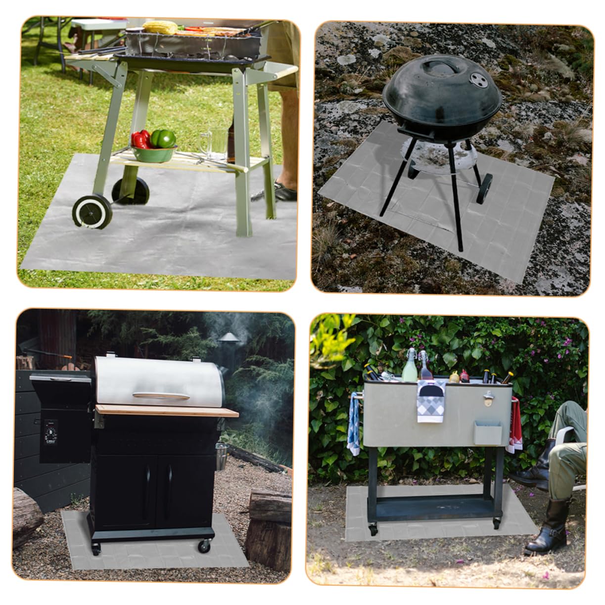 Toddmomy Feuerfeste Grillunterlage Bodenschutzmatte Für Außen Grill Herdmatte Mit Hitzeschutzfunktion Leicht Zu Reinigen Quadratische Form Für Gasgrill Und Feuerstellen