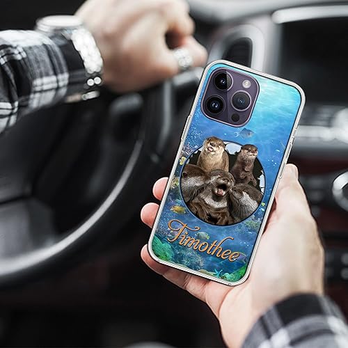 Miniatura 3 de Funda protectora transparente personalizada con tu nombre para amantes de la nutria, compatible con iPhone 15, 14, 13, 12, 11, X, XS, Xr, 8, 7, 6s,