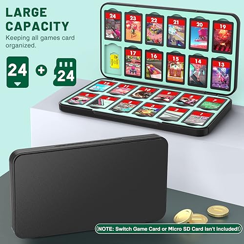 Miniatura 3 de CYKOARMOR Game Card Case Holder for Nitendo SwitchSwitch 2(2025) - Hard Shell Cartridge Case with 24 Game Slots & 24 Micro SD Card Slots, Portable