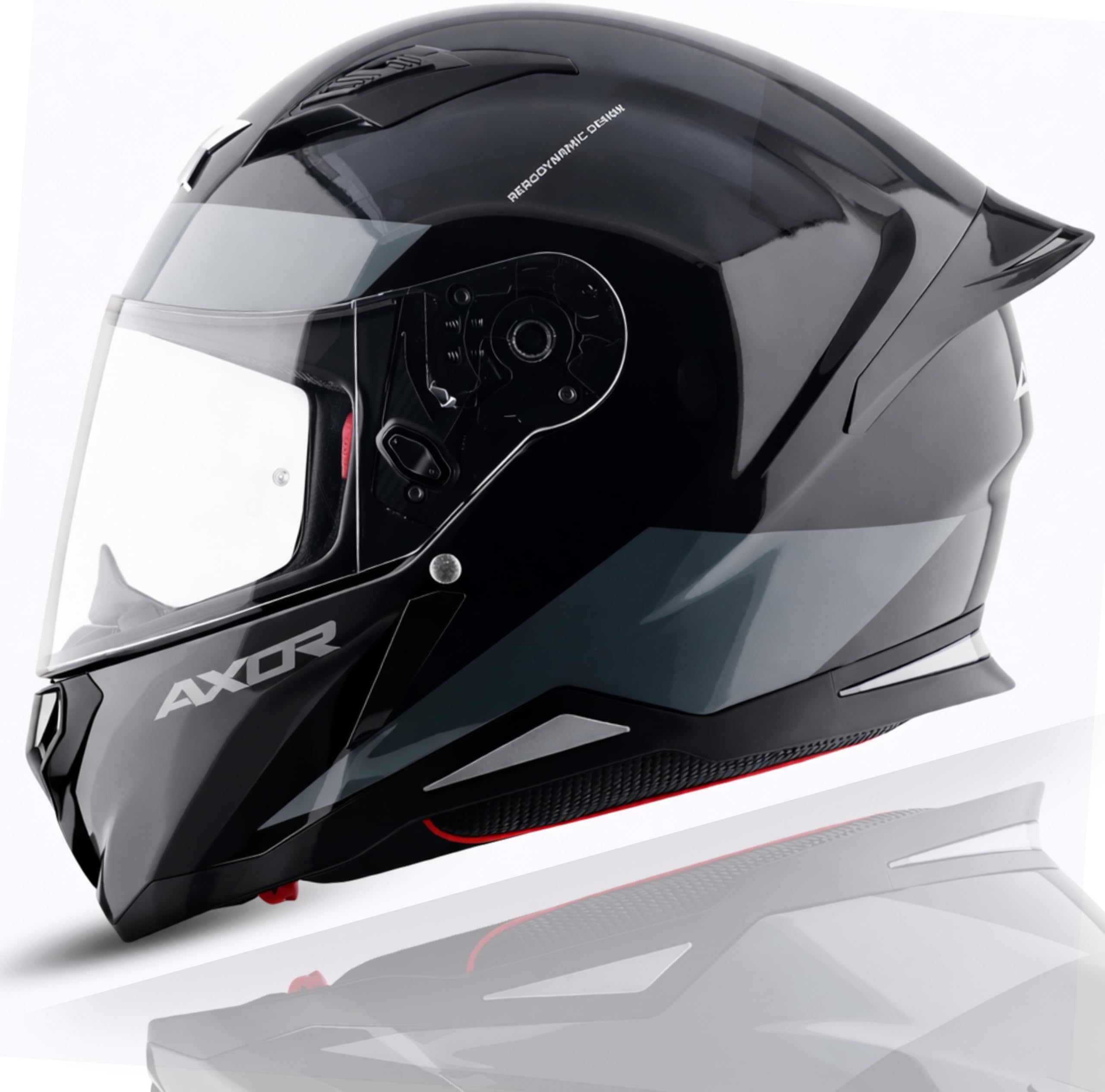 Axor Hunter Turbo ISI ECE and DOT Certified Gloss Finish Full Face Helmet for Men with Pinlock Fitted Clear Visor-Black Grey-XL