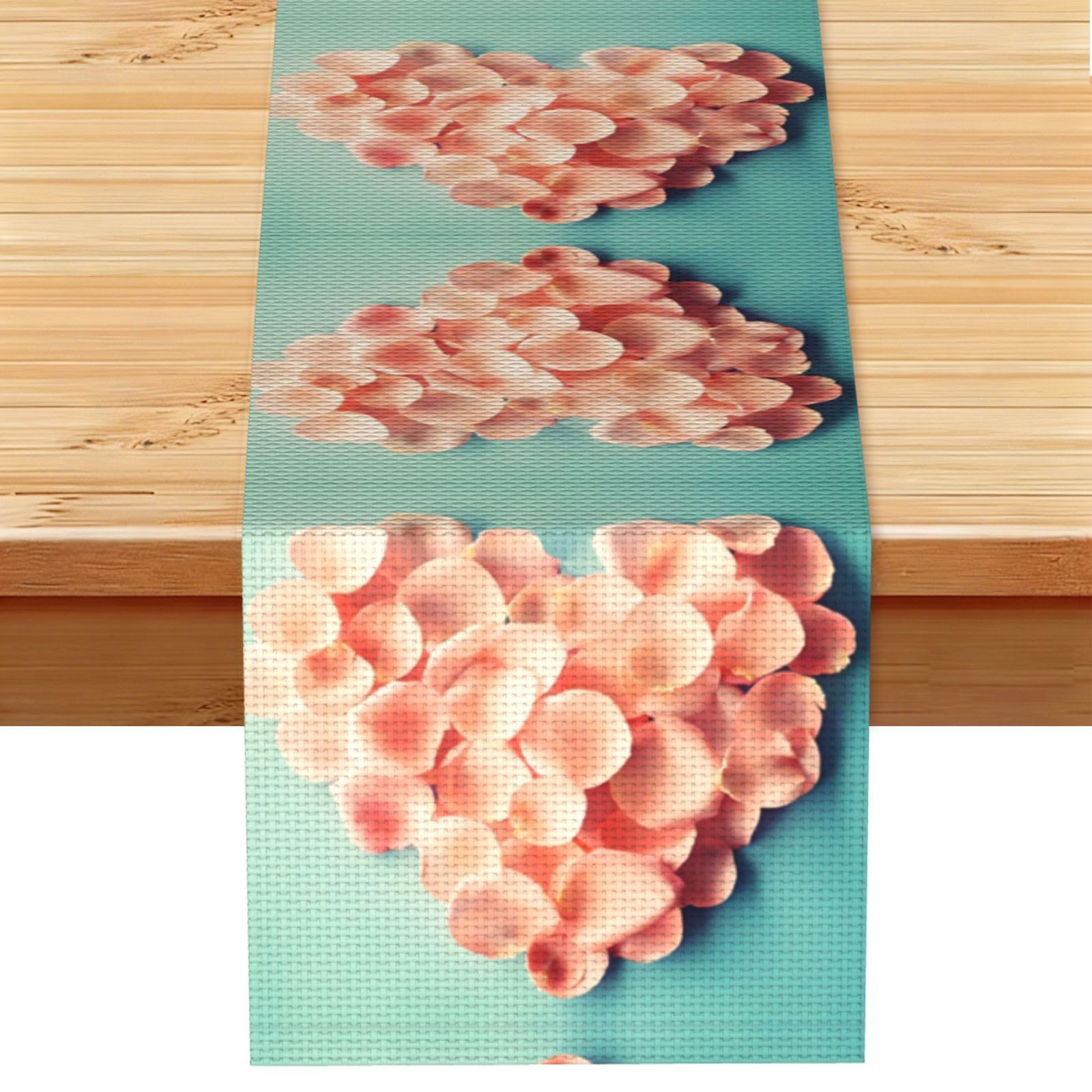 Heart Shaped Floral Petals Linen Feel Table Runner Wedding Party Home Decoration