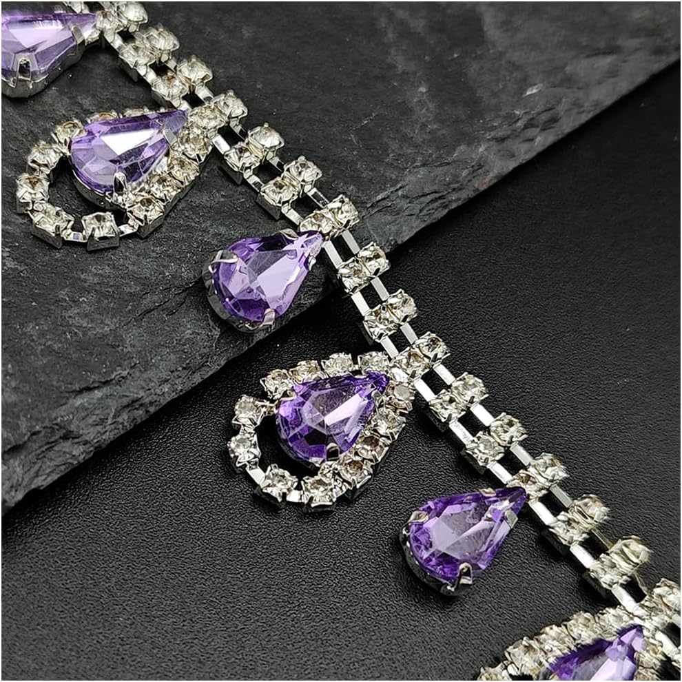 1 Yard Rhinestone Trim Chain Sliver Applique Stringing Ribbon DIY Jewelry Wedding Party Bracelets Craft Bridal Bouquets Embellishment Accessories
