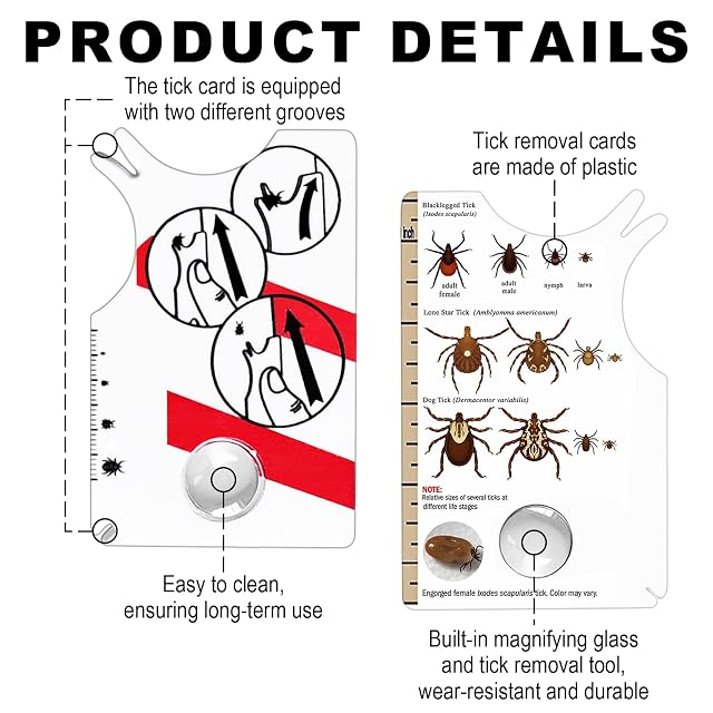 Foto 3 de 7 de Duoleimi 2 Piece Tick Card, Tick Card for Humans & Kids, with Magnifying Glass