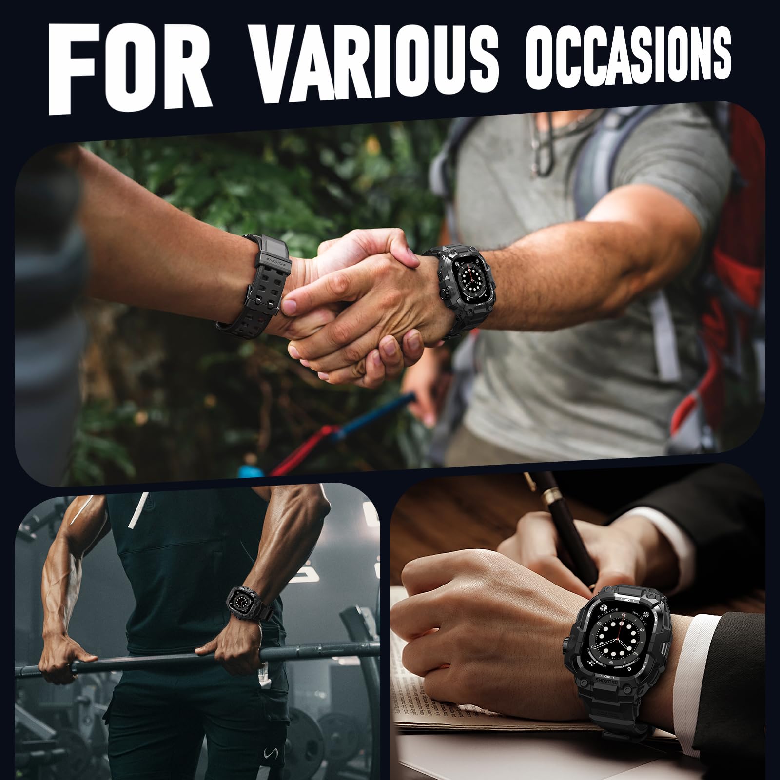 BXUXOHS Resistentes Funda y Correa para Apple Watch 44mm Hombre,para Apple Watch SE 3/SE 2a Generación/SE/Series 6/5/4,Protector Antigolpes de Nivel Militar,Correas Táctica para iWatch 6/5/4/SE 3/2