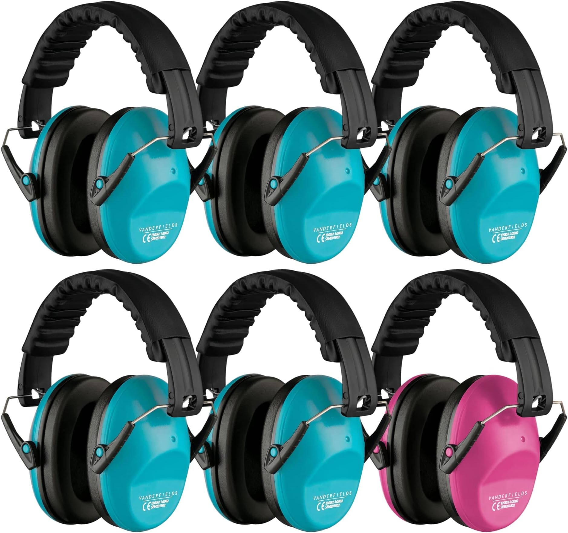 Vanderfields 6-Pack Noise Cancelling Headphones for Kids, Toddler - 26dB SNR, 20dB NRR