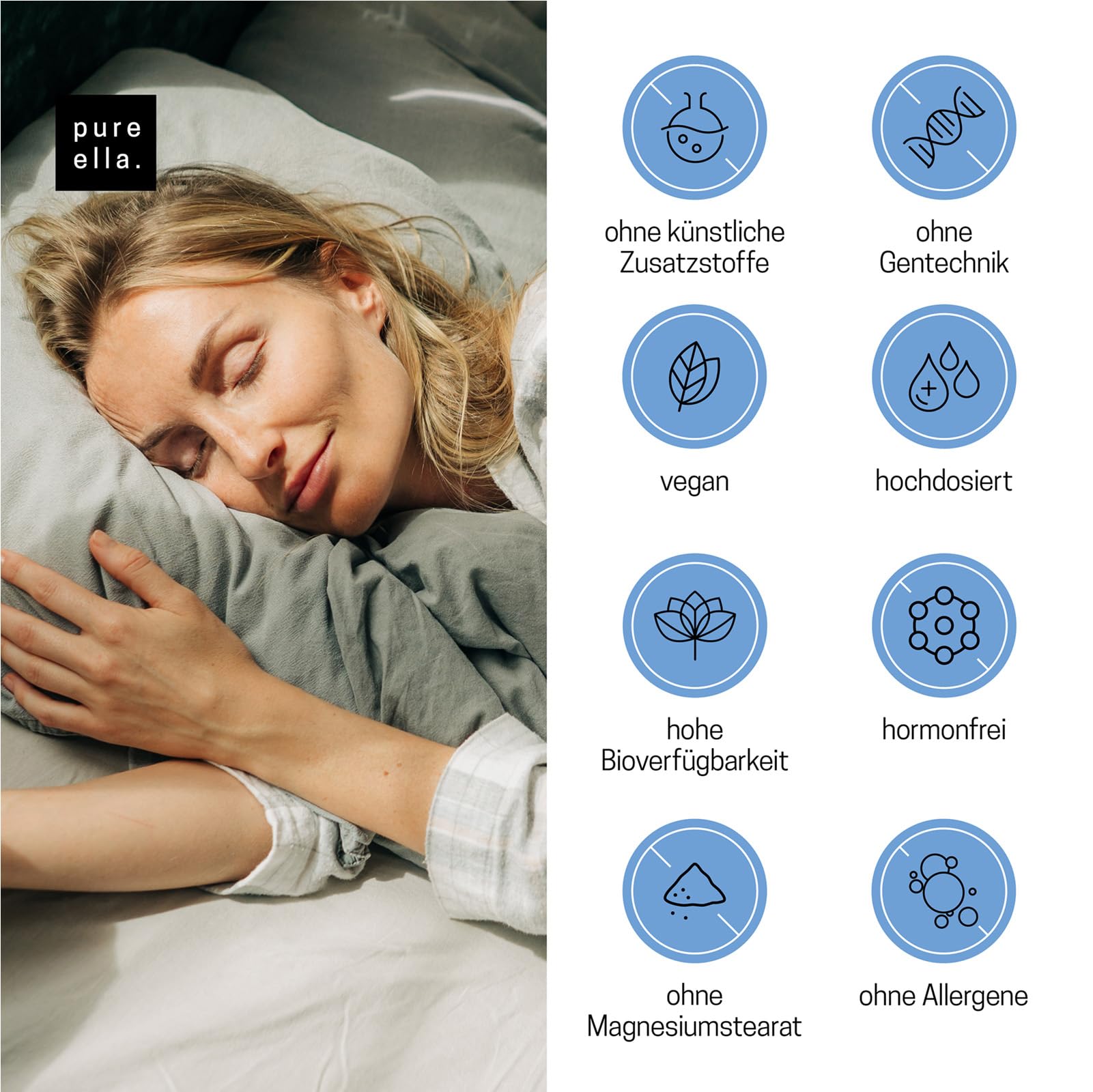 Pure Ella NERVENKRAFT - Baldrian Passionsblume Johanniskraut Kapseln - Vitamin B1 und Niacin für Nerven & Psyche - Laborgeprüft in Deutschland – Hochdosiert, 60 Vegane Kapseln