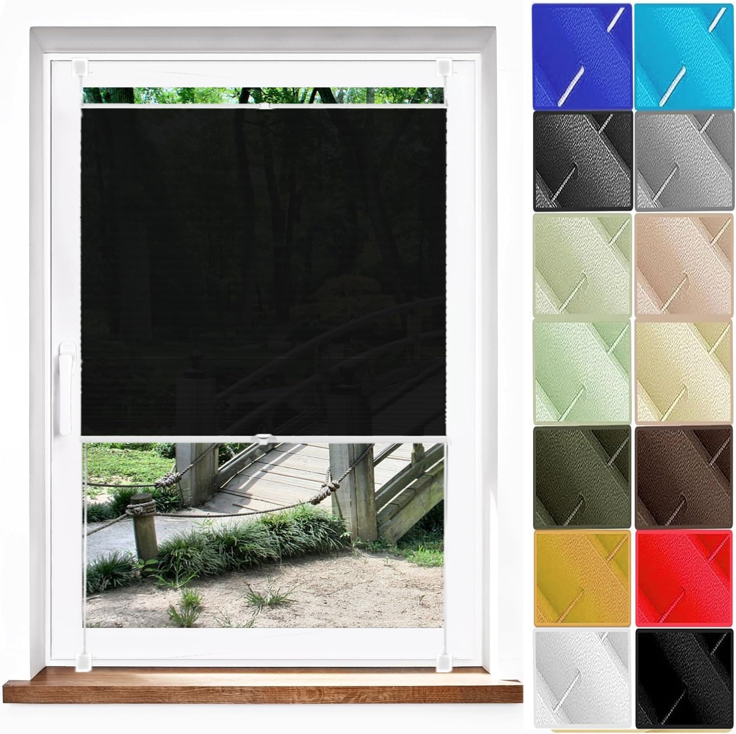 Store plissé élégance protection solaire noir pour fenêtres