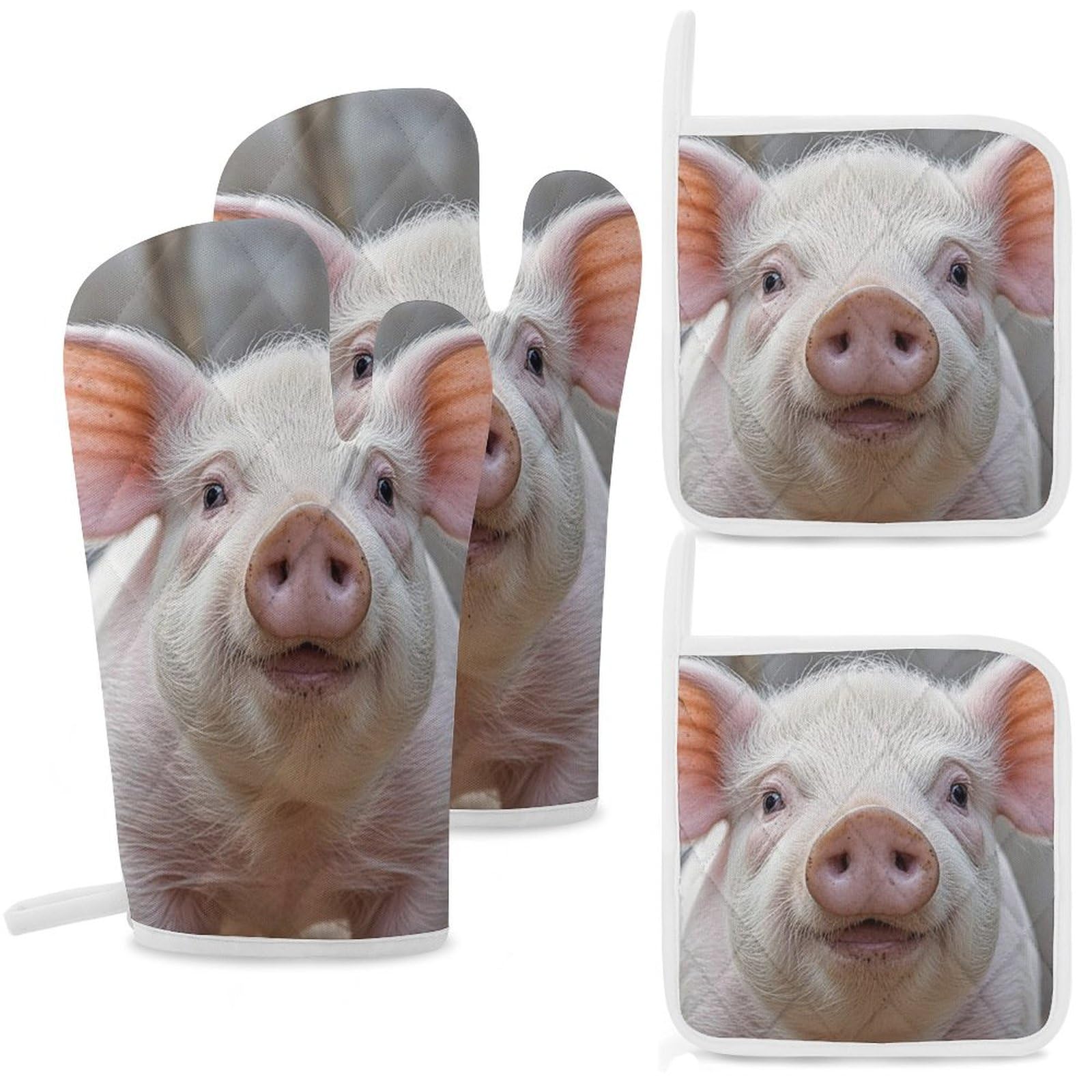 Gants de cuisine pour pâtisserie et barbecue motif animal mignon x4