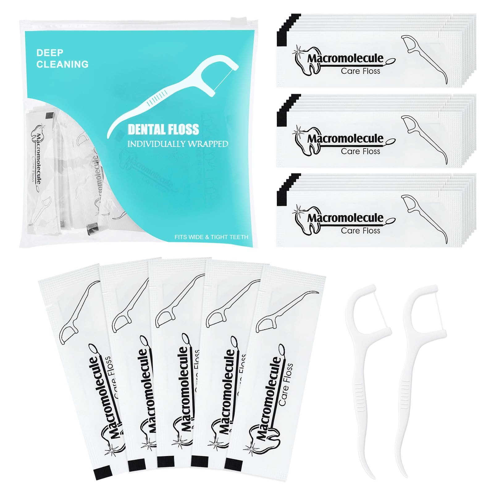Individually Wrapped Dental Floss Picks Bulk Disposable Flossing Sticks Teeth Cleaning and Oral Care Travel Size Dental Tooth
