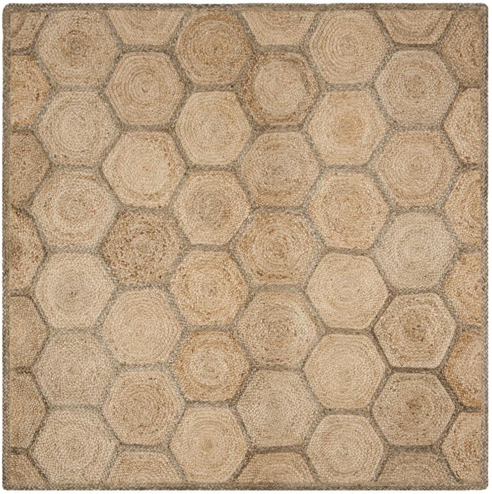 SAFAVIEH Natural Fiber Collection Accent Rug - 2' x 3', Natural & Grey, Handmade Honeycomb Woven Jute, Ideal for High Traffic Areas in Entryway, Living Room, Bedroom (NF882B)
