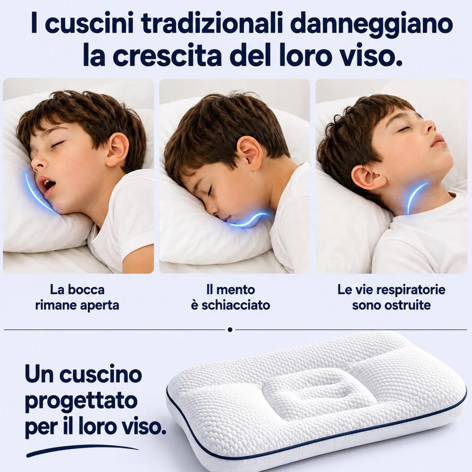 Sereniakids Cuscino Posturale Bimbi In Memory Foam, Anti-Russamento (8 a 18 anni)