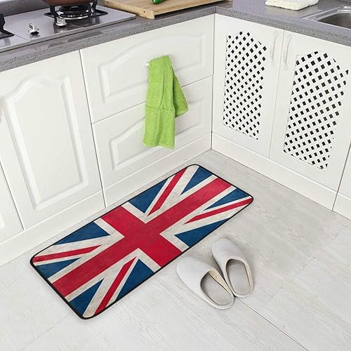 Miniatura 2 de ALAZA Retro Union Jack British Flag Non Slip Kitchen Floor Mat Kitchen Rug for Entryway Hallway Bathroom Living Room Bedroom 39 x 20 inches(1.7' x