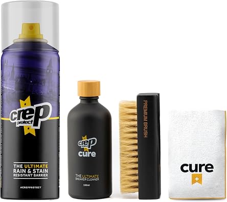 Crep Protect Shoe Protector Spray & Premium Sneaker Cleaning Kit, with Brush, Solution, Microfibre Cloth and Reusable Pouch, Sneaker Care Kit
