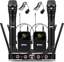 Debra DU4004 Audio Pro Wireless Microphone - UHF System, 4x16 Channels, 2 Lavalier Microphones + 2 Hands, Perfect for Churches, Meetings, Parties