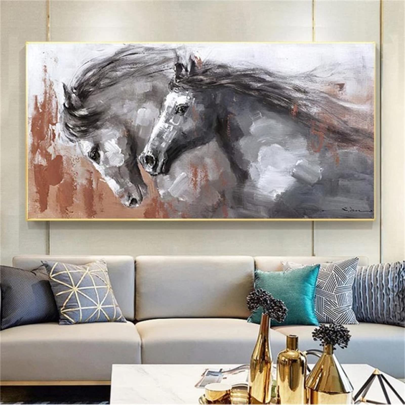 Diamond Painting cheval Grand Format,5D DIY Diamant Painting Strass Complet,Peinture Diamant pour Adultes/Enfants,Point De Croix Broderie,Diamant Peinture pour la Décoration de la Maison 220x80cm