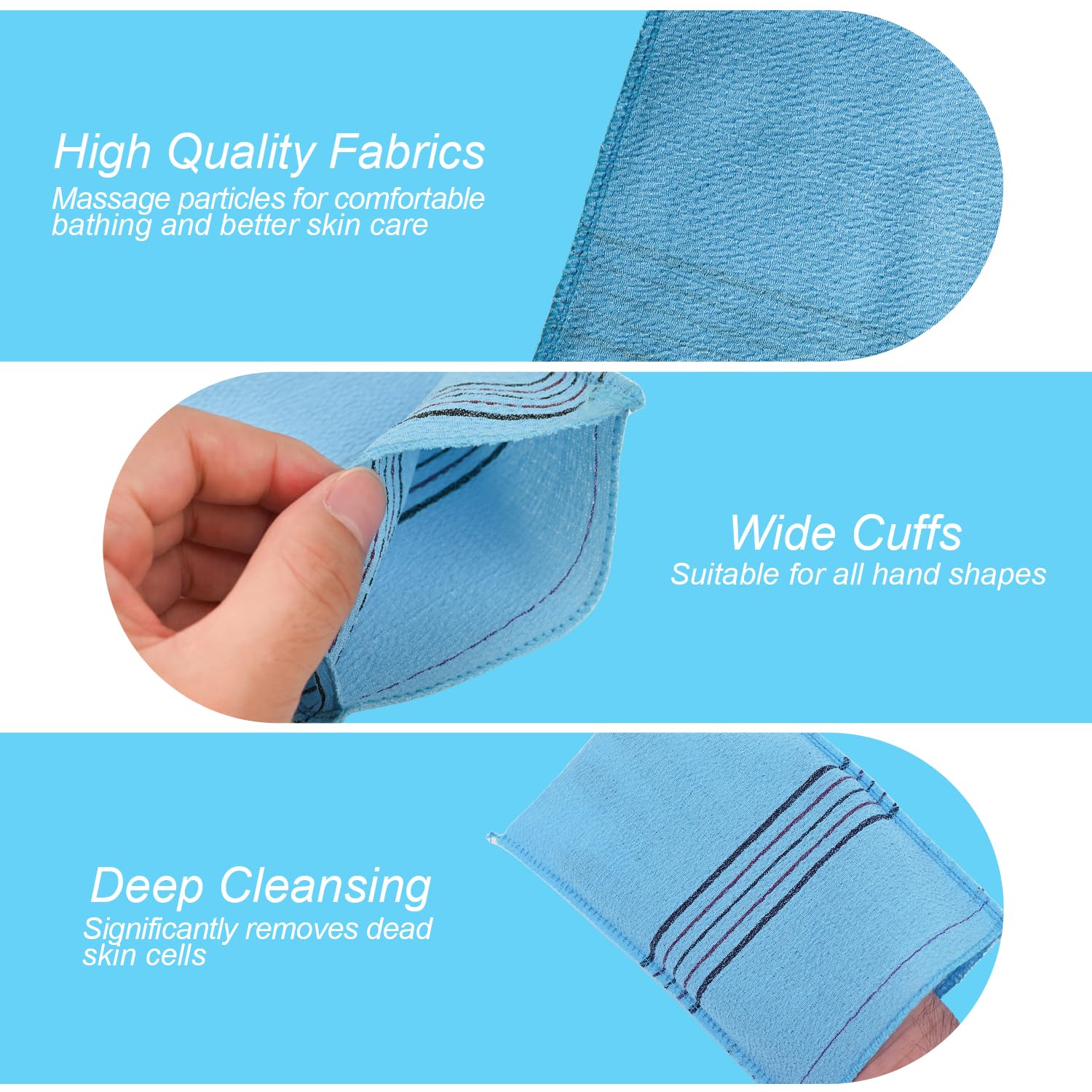 4 Pieces Korean Exfoliating Mitt Dual-Sided Exfoliating Cloth Korean Exfoliating Cloth Italy Towel for Removing Skin Callus Acne Breakout Clean Dry Skin Pores Cell(4 Colors) - Image 4