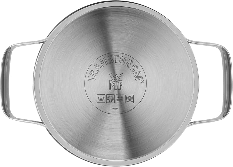 Caserolă WMF Belmonte 16 cm cu capac de sticlă, pentru inducție, 1,9 l, oțel inoxidabil lustruit Cromargan, fără strat antiaderent