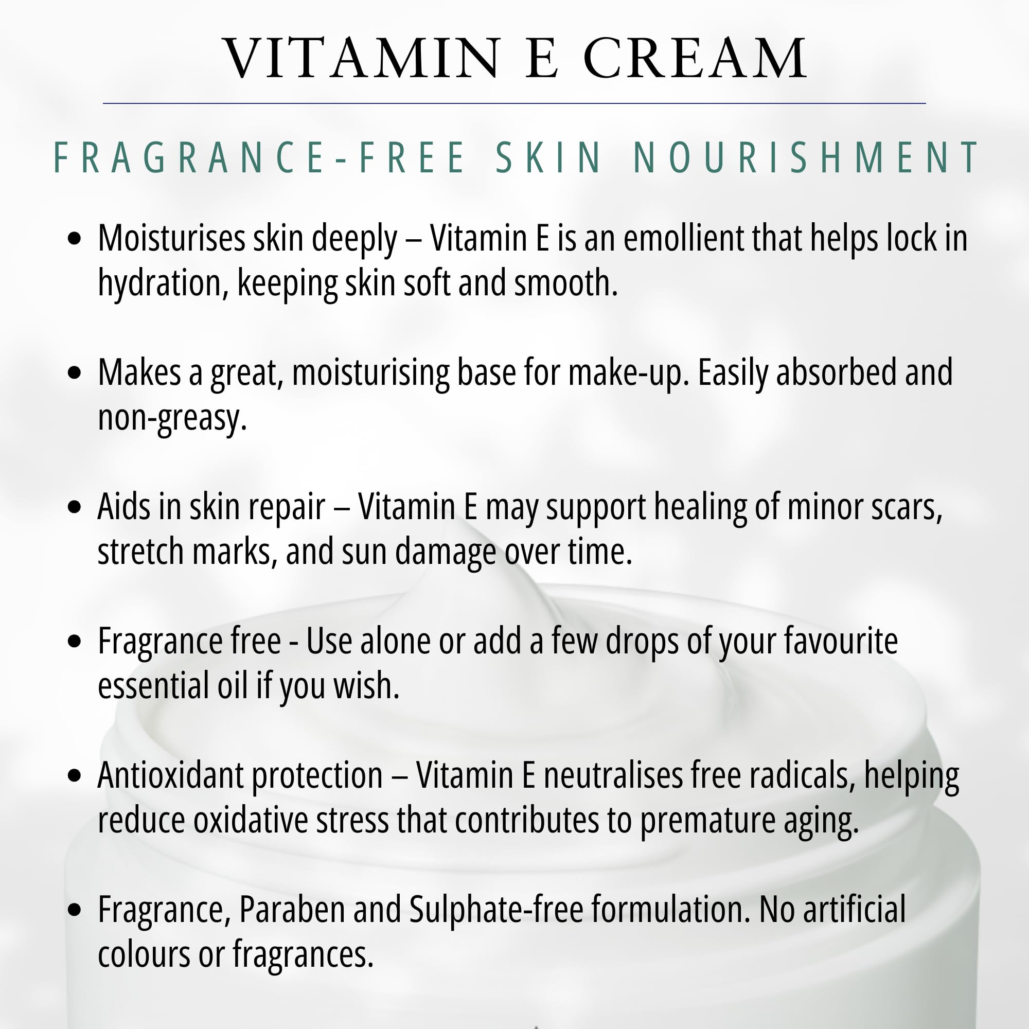 Absolute Aromas Crema Vitamina E 1 kg - Crema Base Senza Profumo, Priva di Parabeni e Solfati - Crema Idratante per Viso, Corpo e Cicatrici