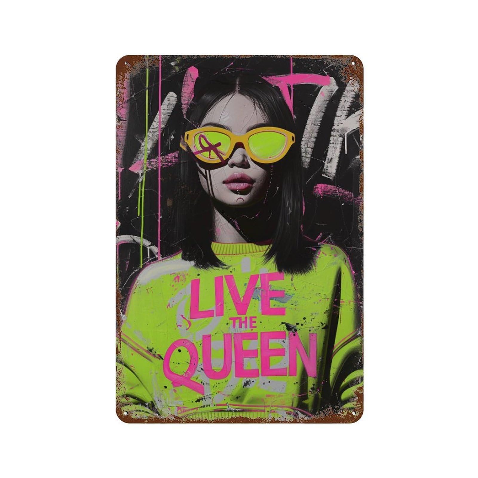 FHUYEURHRY Edgy Live The Queen Street Style 03 Wall Decor Retro Iron Vintage Art Metal Tin Sign Poster Modern Home Cofffee Club Art Bar Shop Decorations Style-30 30x20cm