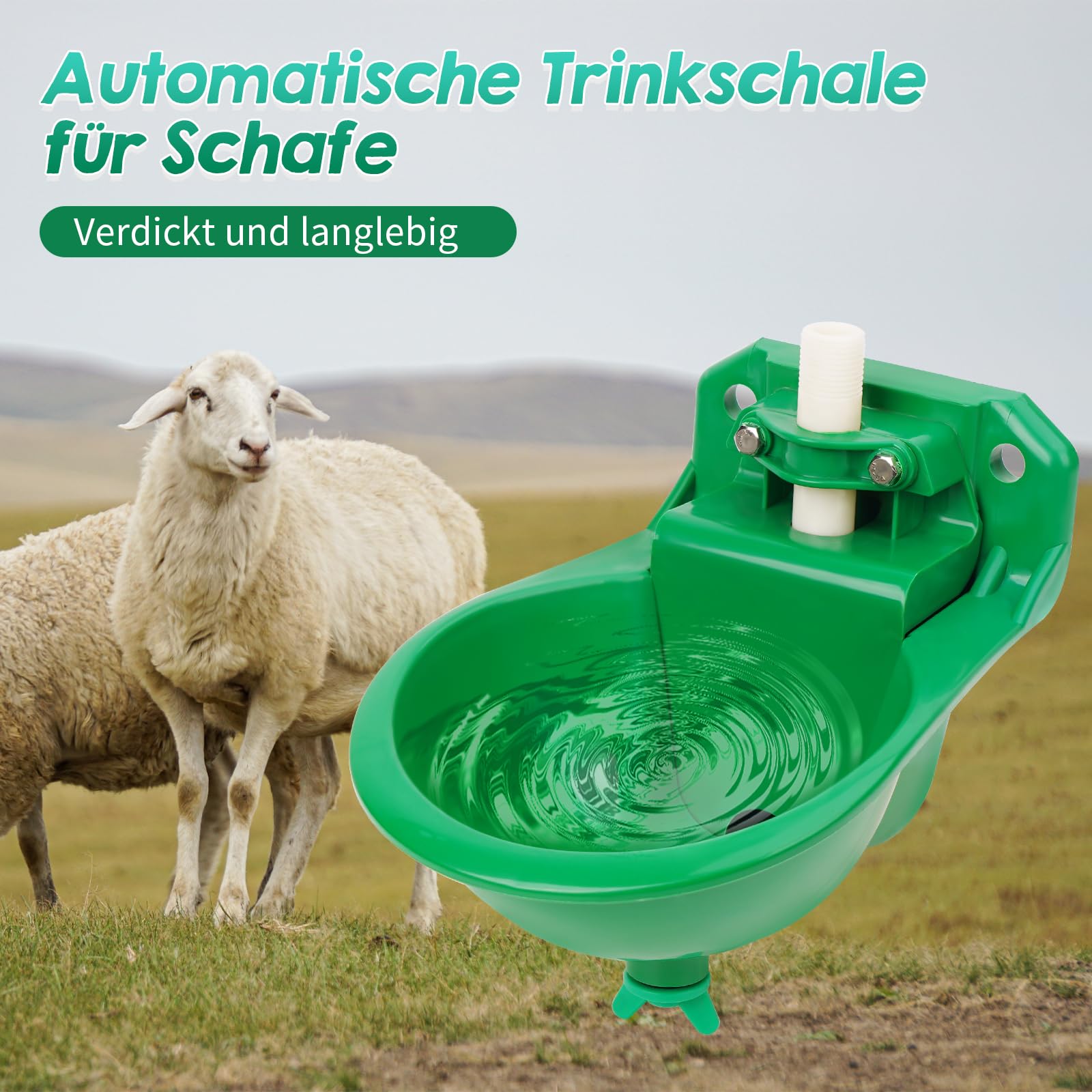 Automatische Tränkeschale für Schafe, Viehtränke mit Ablaufloch, 2 Stück