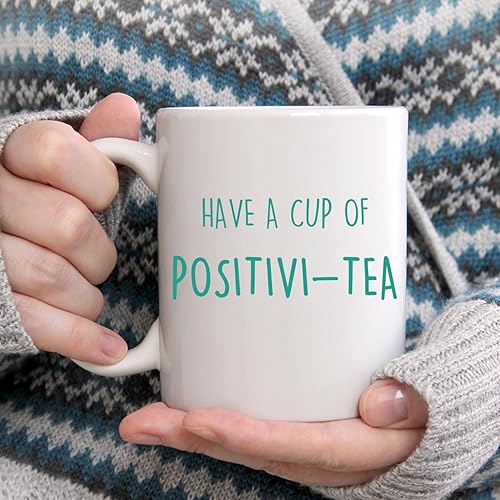 Miniatura 6 de LNOKRIM Positivi-Taza de té, taza de café de afirmación de positividad, regalo para maestro terapeuta consejero, taza de café de autoconversación