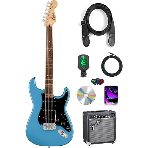 Fender Squier Sonic Stratocaster - California Blue Bundle with Frontman 10G Amp, Tuner, Strap, Cable, Picks, and Austin Bazaar Instructional DVD