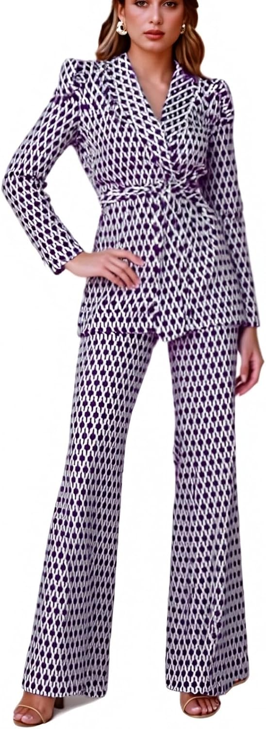 SheKiss Casual Pantsuits for Women Dressy Two Piece Business Set Oversized Blazer Professional Clothes