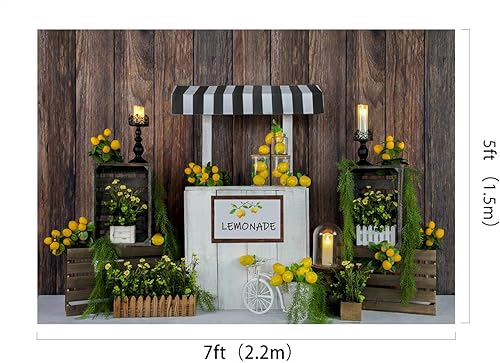 Miniatura 2 de Kate Telón de fondo de tienda de limones de 7 x 5 pies para fotografía de verano para niños, decoración de fiesta de cumpleaños, fondos de fotos,